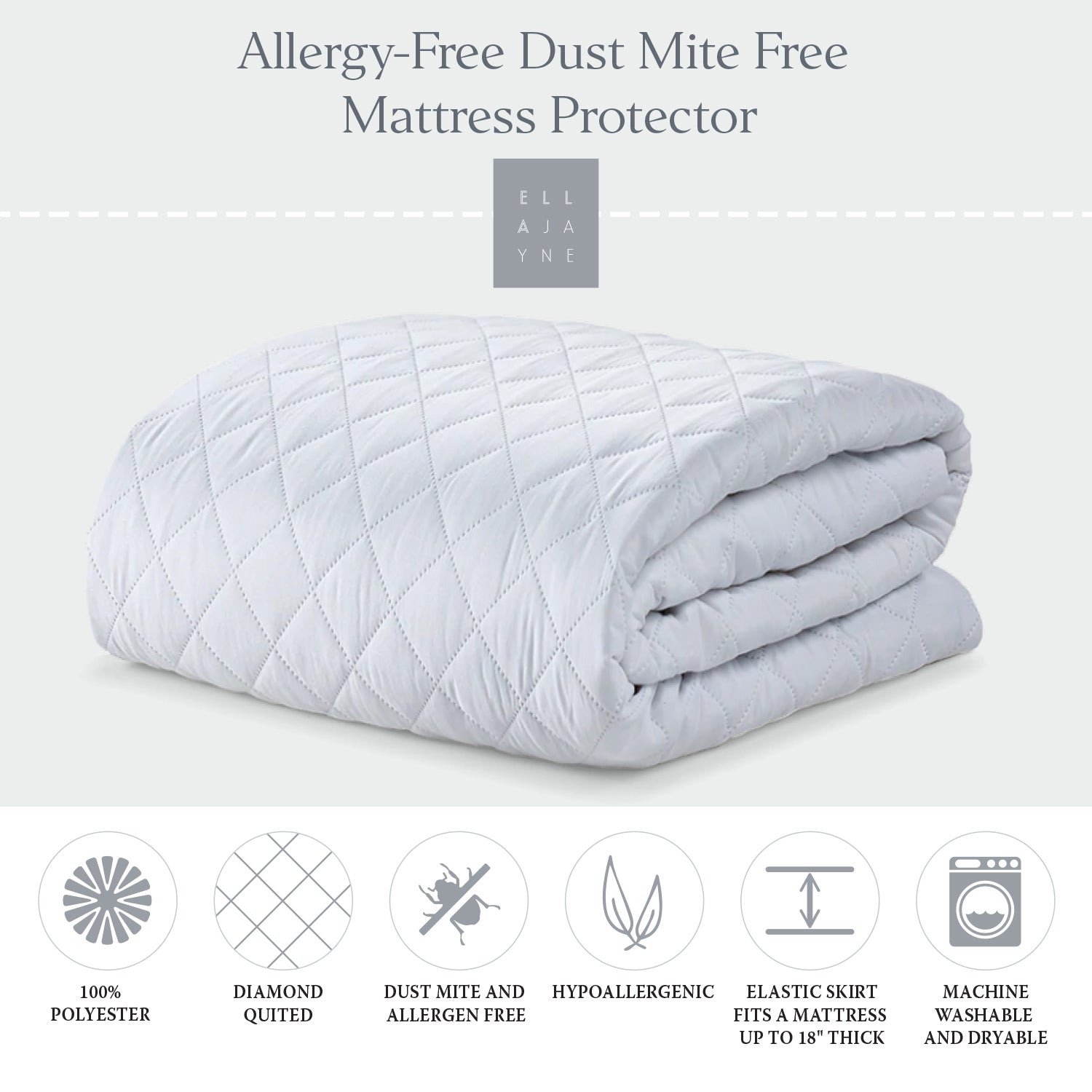 Allergy Free Bundle B | Medium Fill Allergy Resistant Gel Filled All Sleeper Pillow and Allergy-Free Dust Mite Free Mattress Protector