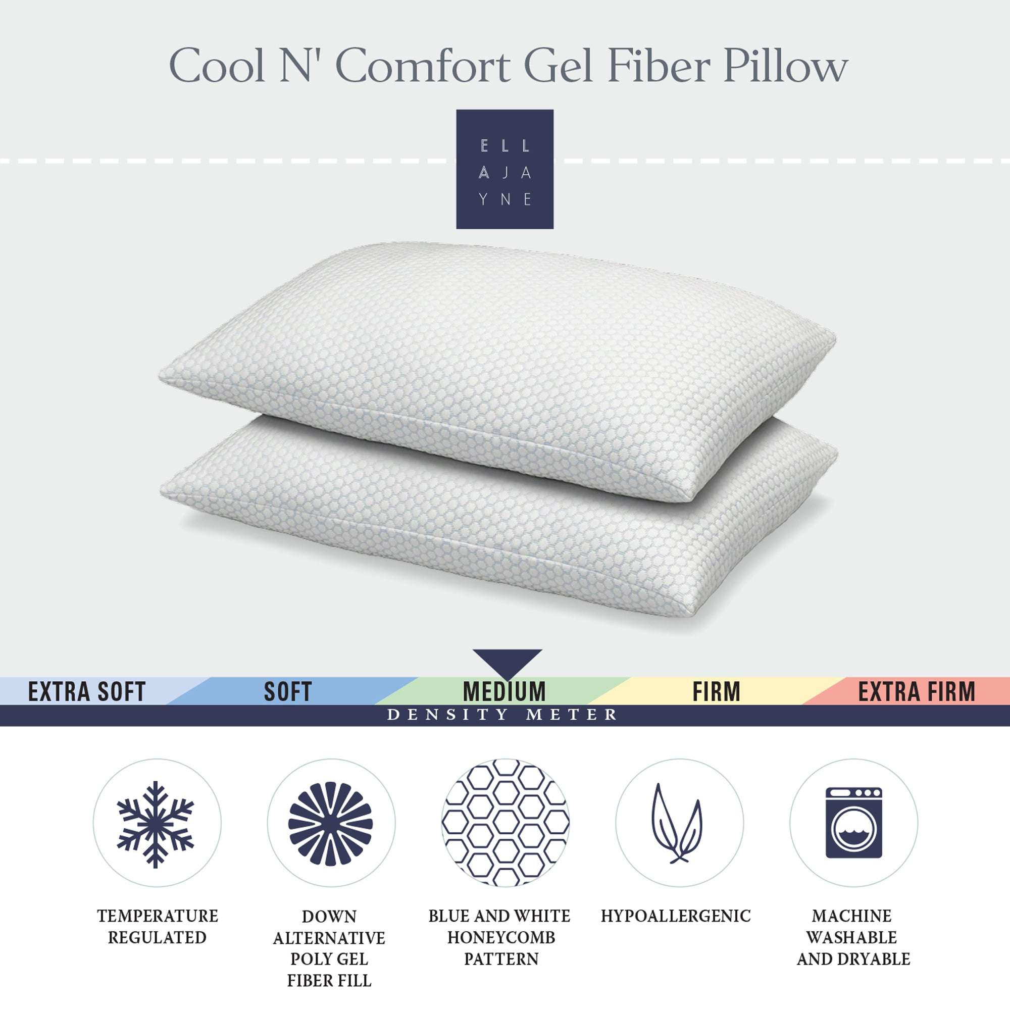 Cool N' Comfort Gel Fiber Pillow with CoolFlex Technology - Set of 2