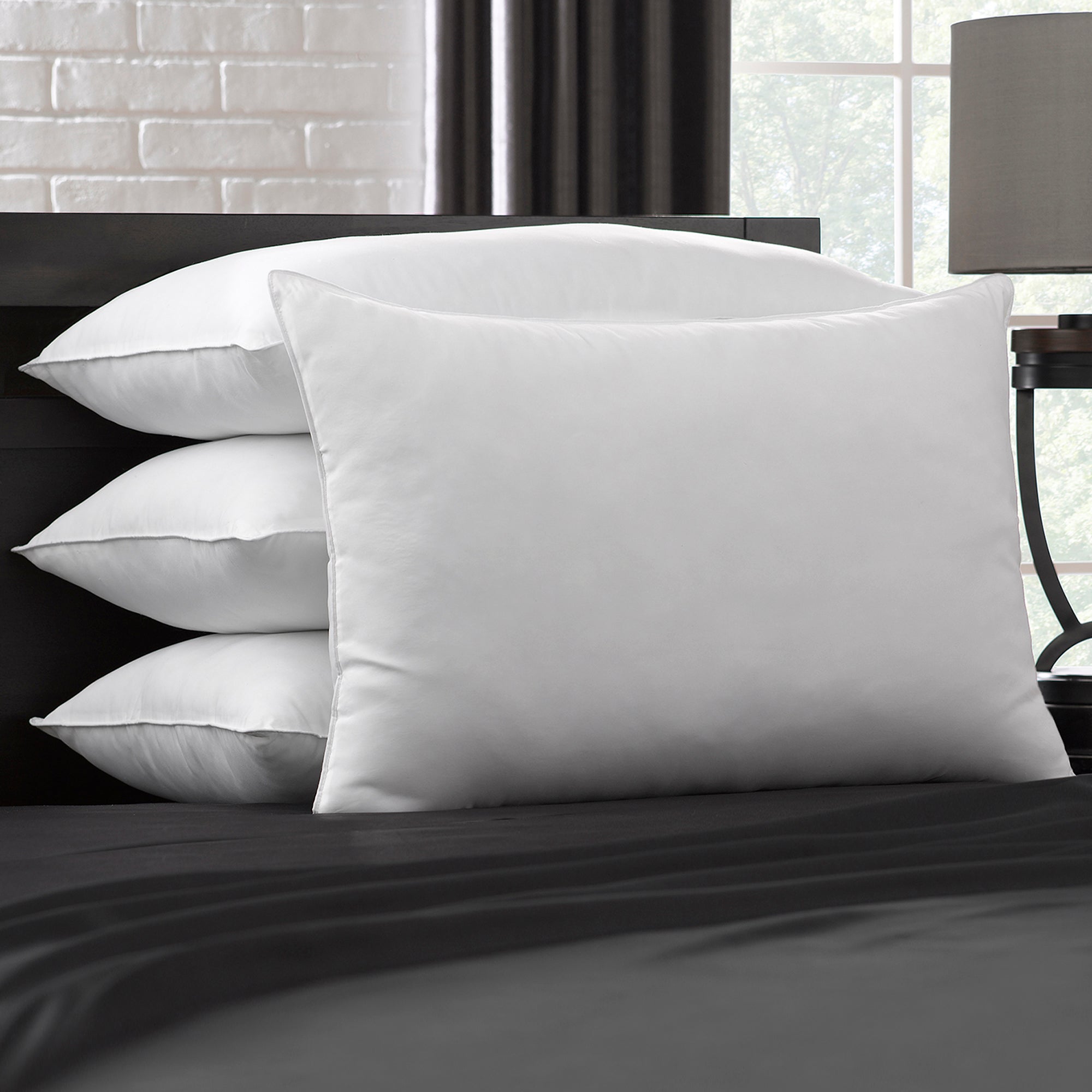 Ella Jayne Down-Like Soft Pillows – 4-Pack Hypoallergenic Poly-Cotton Pillows for Stomach Sleepers, Low Loft Design