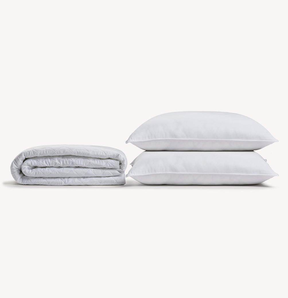 Allergy Free Bundle B | Medium Fill Allergy Resistant Gel Filled All Sleeper Pillow and Allergy-Free Dust Mite Free Mattress Protector