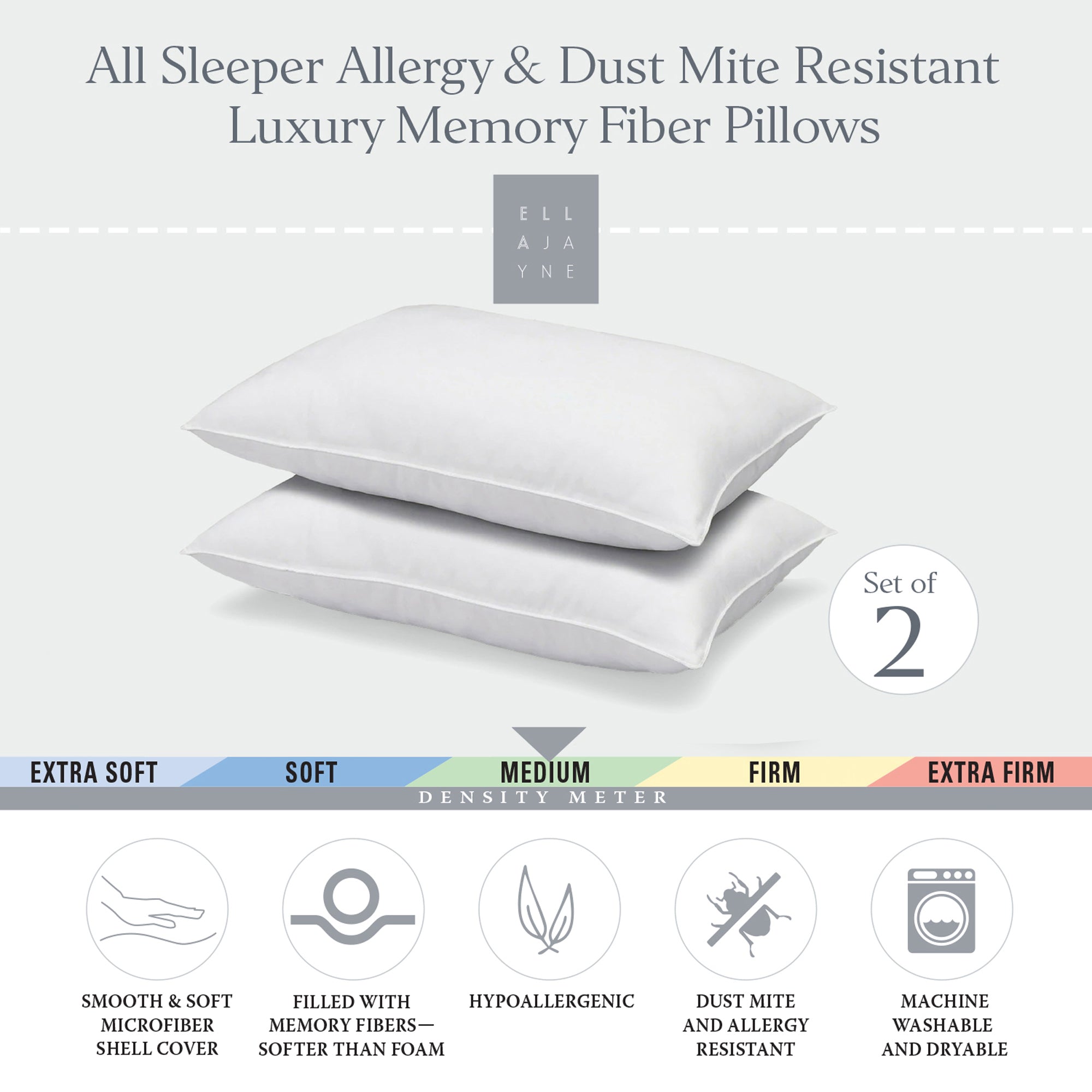 Signature Memory Fiber Pillow - Set of Two