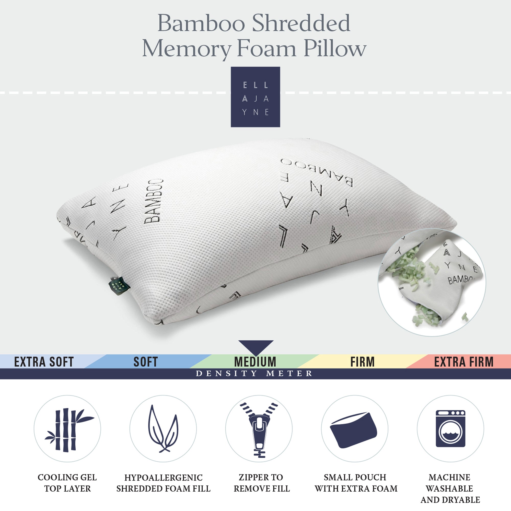 Bamboo Shredded Memory Foam Pillow with Bonus Travel Pillow