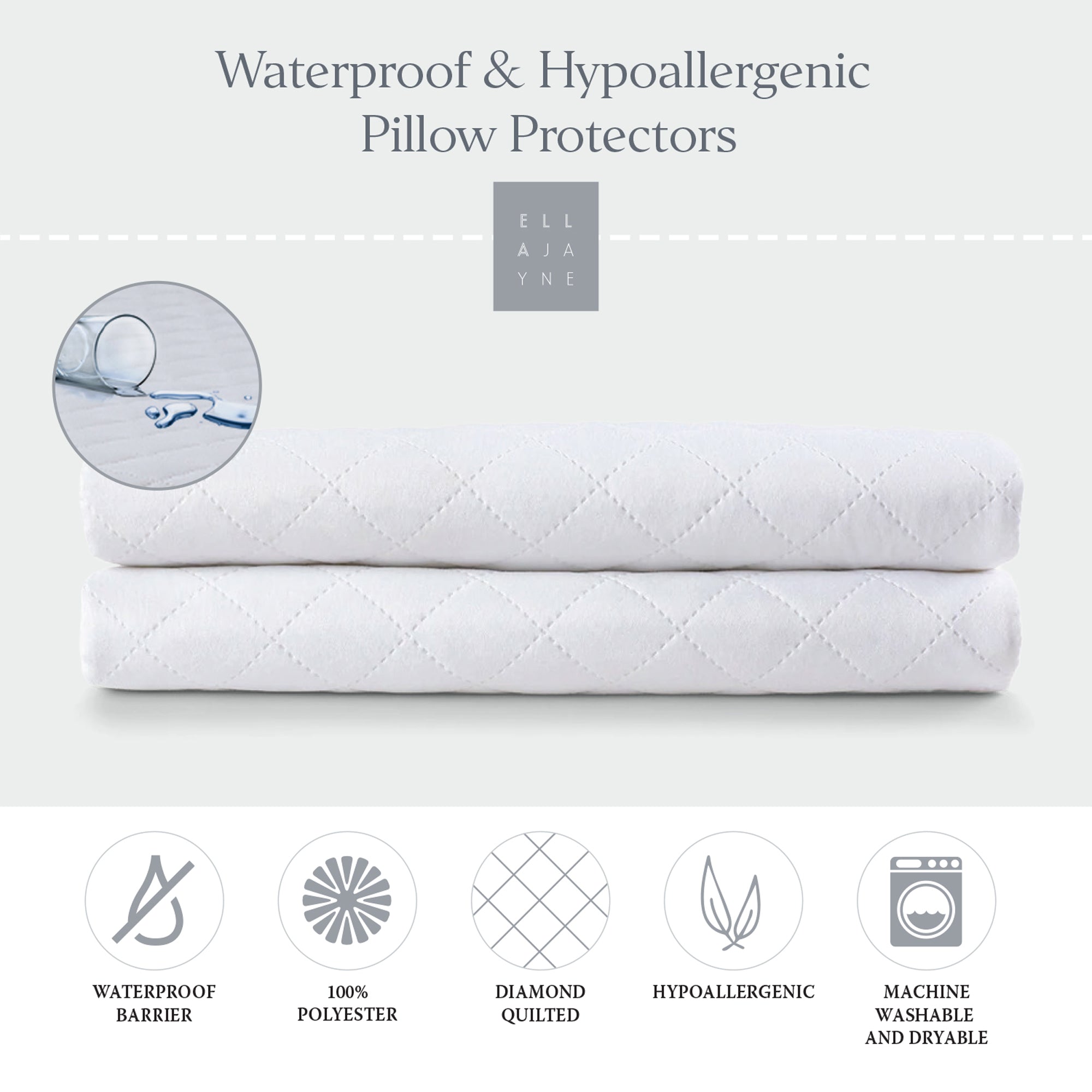 Waterproof & Hypoallergenic Pillow Protectors - Set of Two