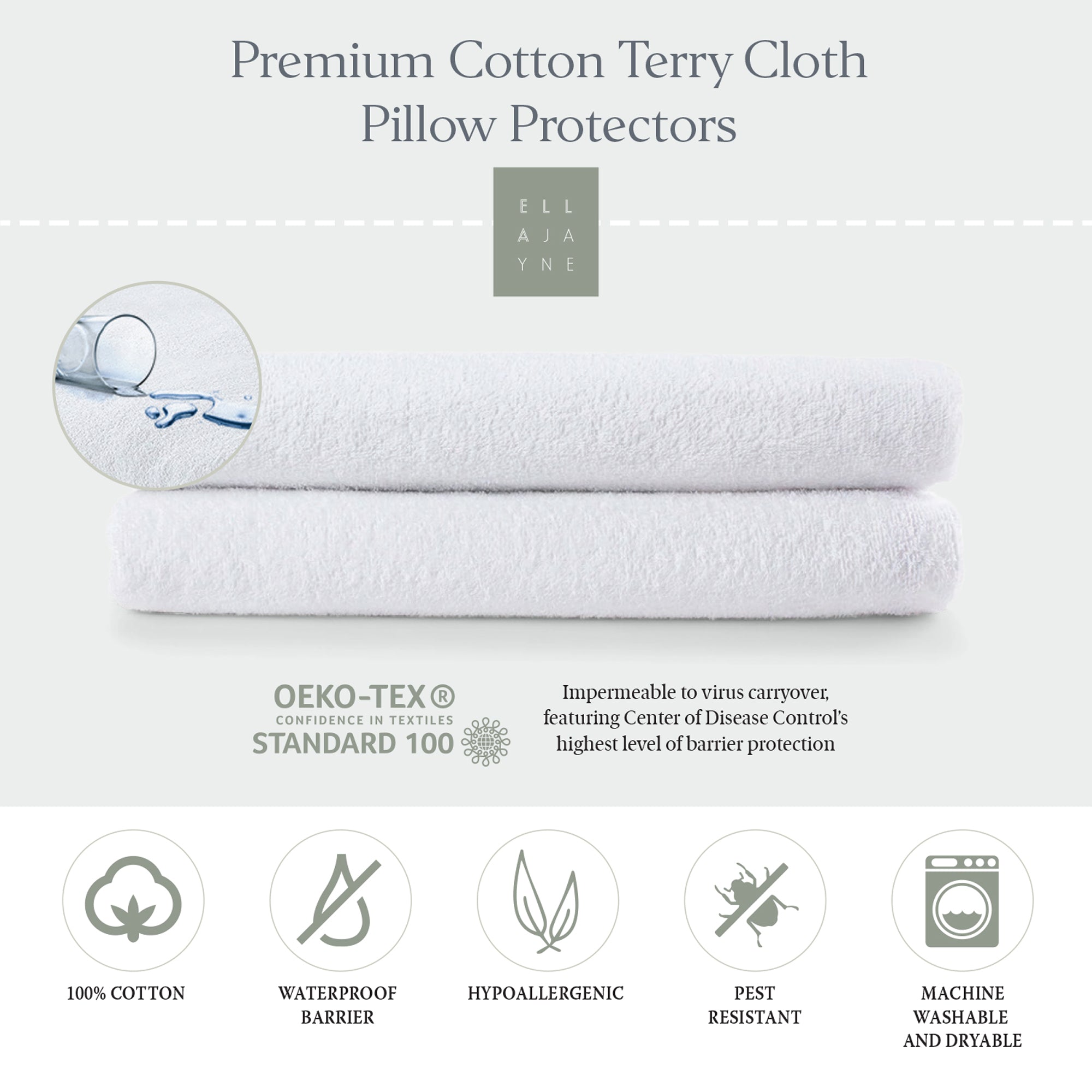 Premium Cotton Terry Cloth Pillow Protectors