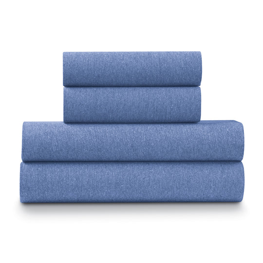 Ella Jayne Heather Jersey Knit Sheet Set – Ultra-Soft 4-Piece Cotton Blend Sheets for All-Season Comfort