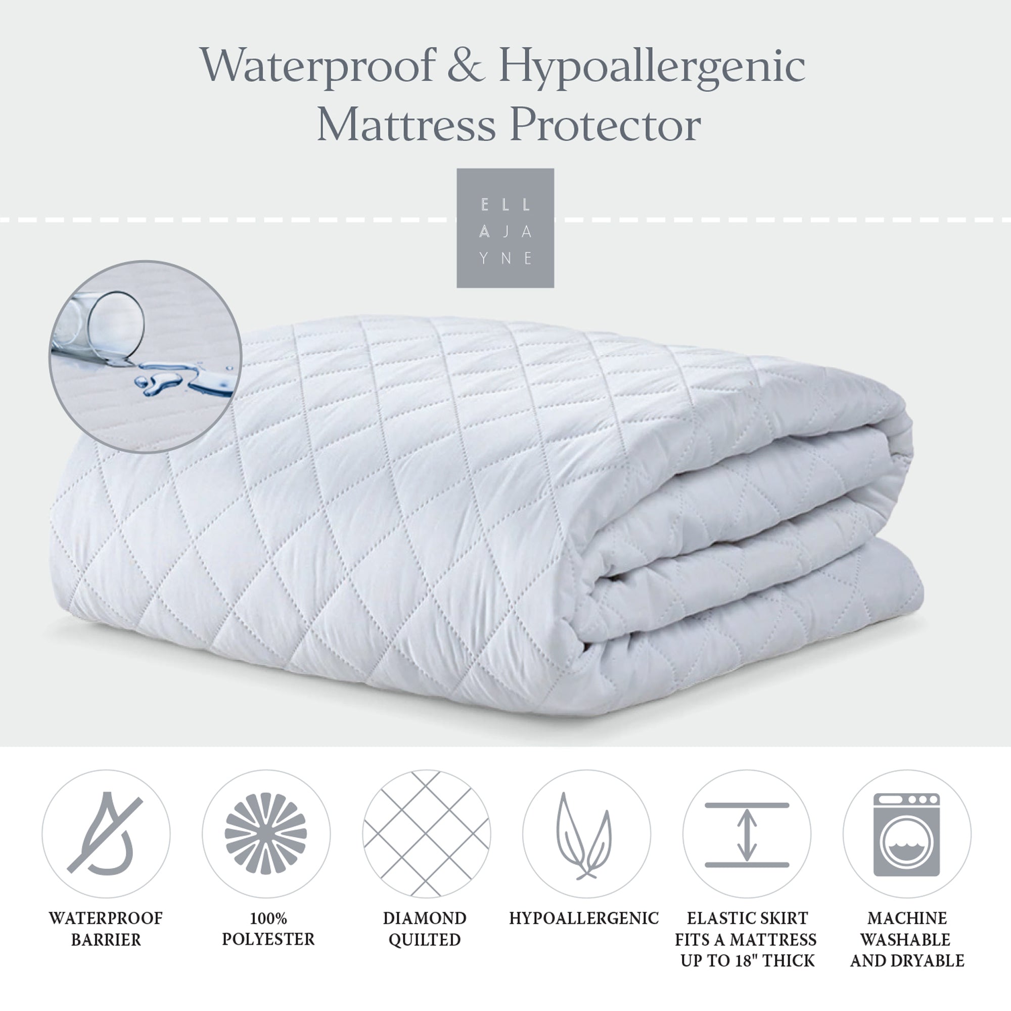 Ella Jayne Waterproof Mattress Pad – Soft, Quilted Protection with Deep Pockets & Breathable Comfort