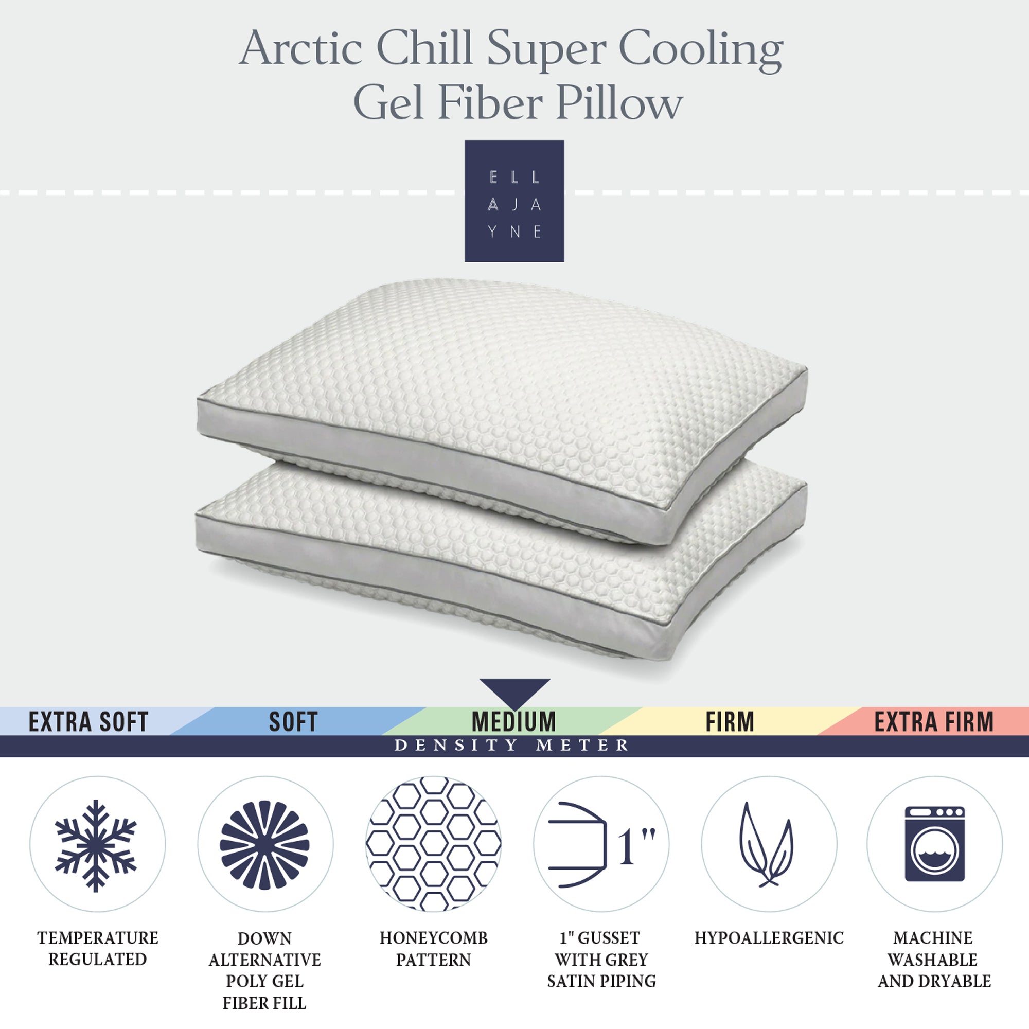 Arctic Chill Super Cooling Gel Fiber Pillow - Set of 2