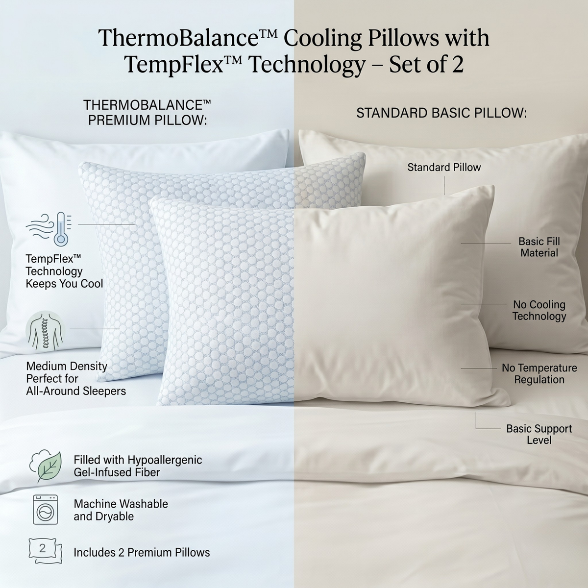 ThermoBalance ™ Cooling Pillows with TempFlex ™ Technology – Set