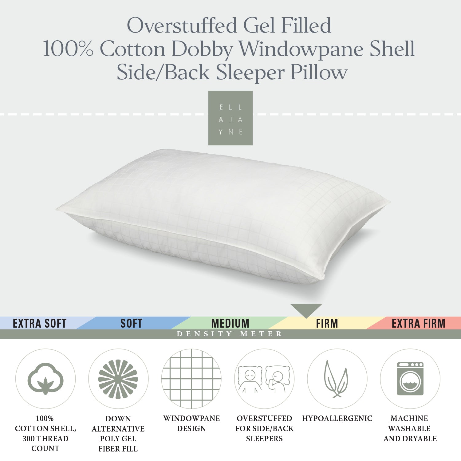 Overstuffed Gel Filled 100% Cotton Dobby-Box Shell Side/Back Sleeper Pillow