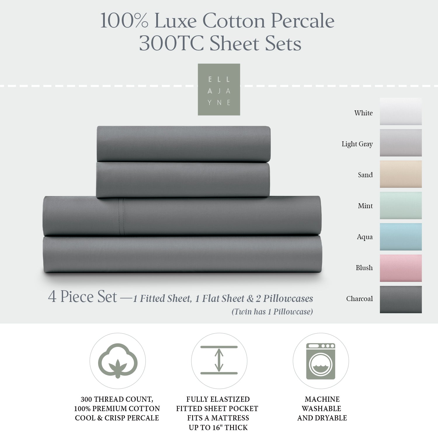 Luxe Cotton Percale Crisp and Cool Sheet Set