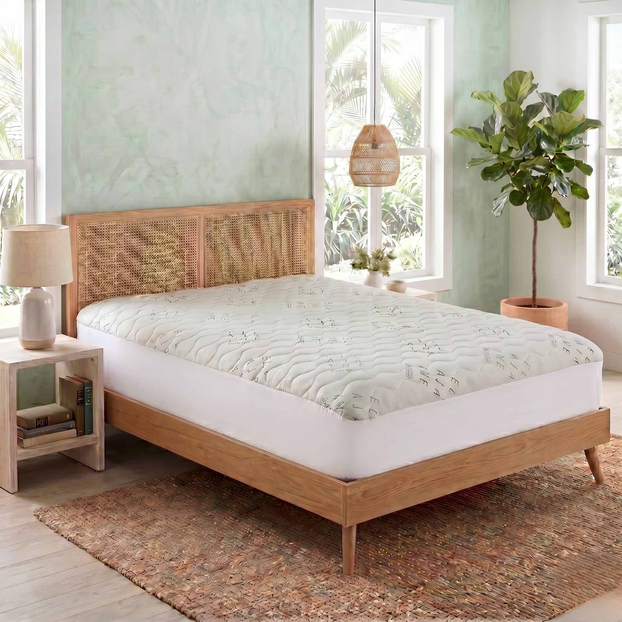 Allergy-Free Bamboo Mattress Protector with Waterproof Lining Protection