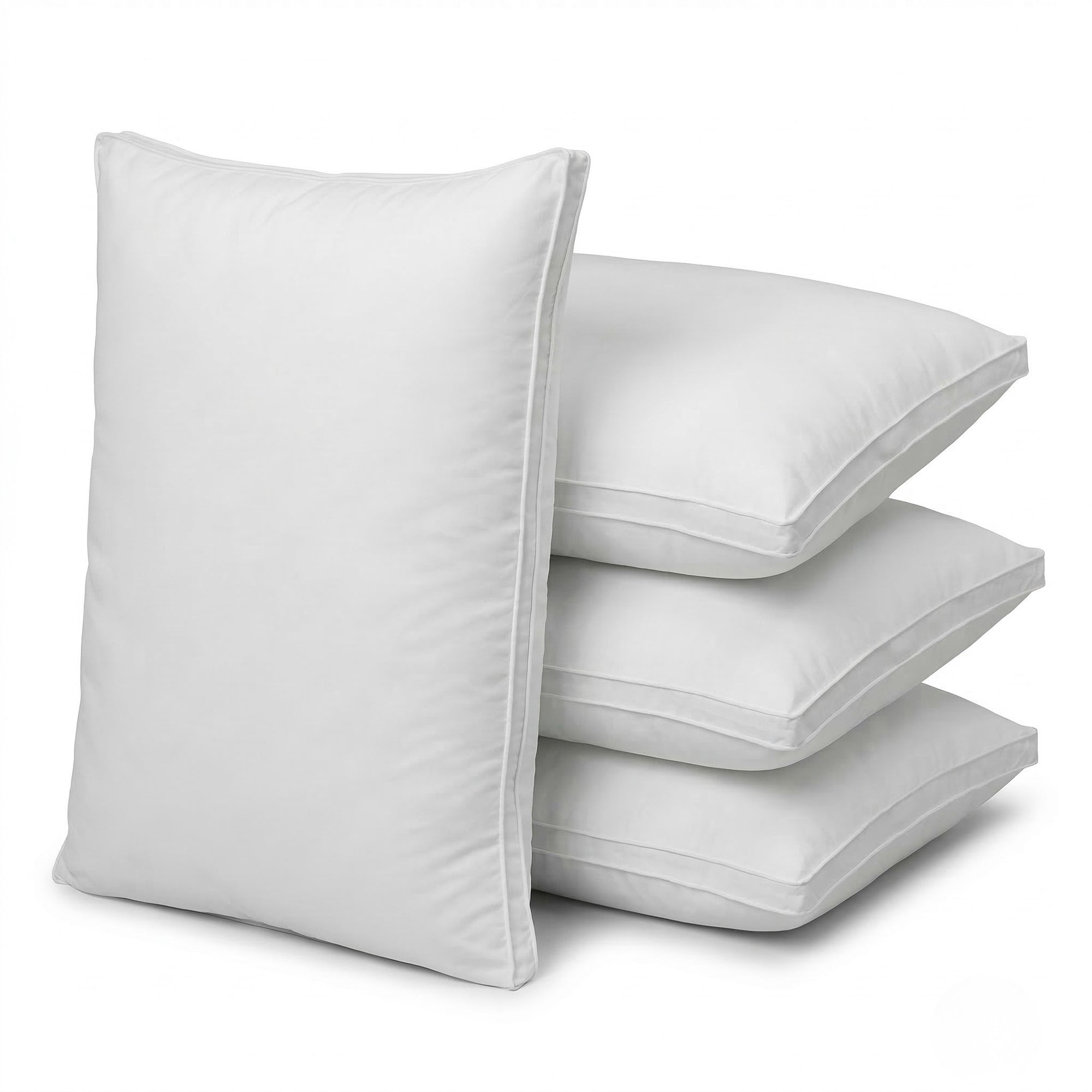 Plush and Supportive Gusseted Microfiber Pillow for All Sleep Positions - Set of 4 Pillows