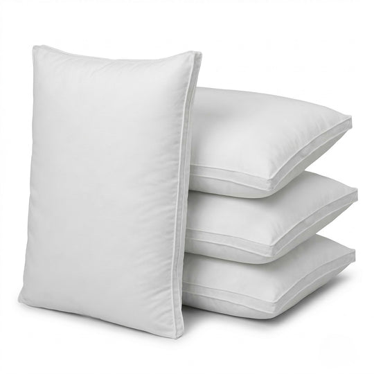 Plush and Supportive Gusseted Microfiber Pillow for All Sleep Positions - Set of 4 Pillows
