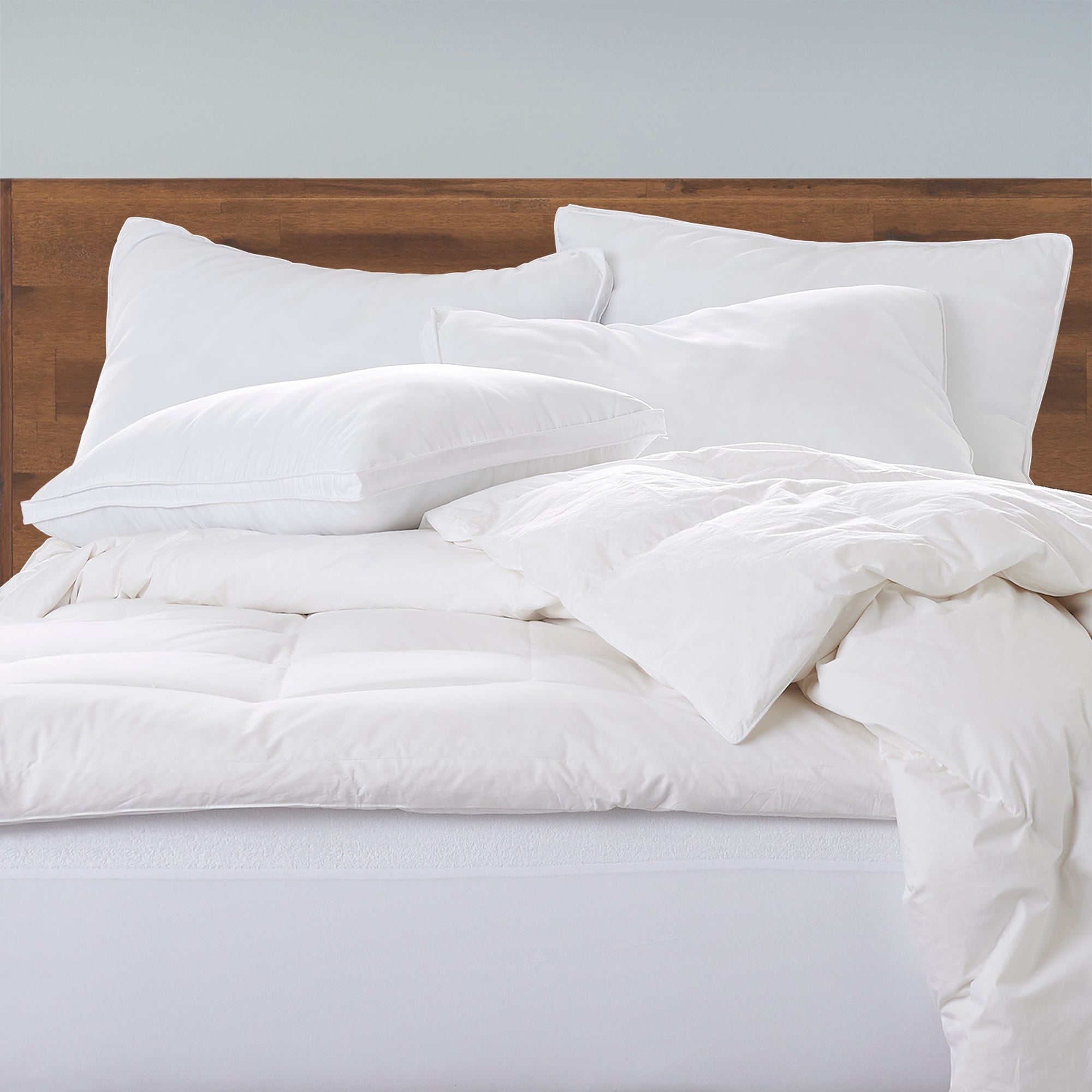 Luxury Plush Allergy Resistant Medium Down Like Fiber Filled Pillow - Set of Four
