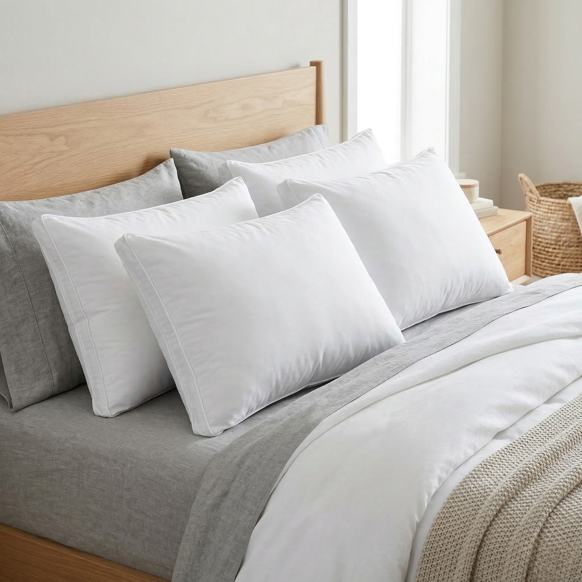 Plush and Supportive Gusseted Microfiber Pillow for All Sleep Positions - Set of 4 Pillows