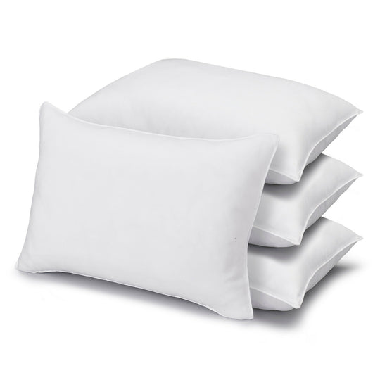 Ella Jayne Down-Like Soft Pillows – 4-Pack Hypoallergenic Poly-Cotton Pillows for Stomach Sleepers, Low Loft Design