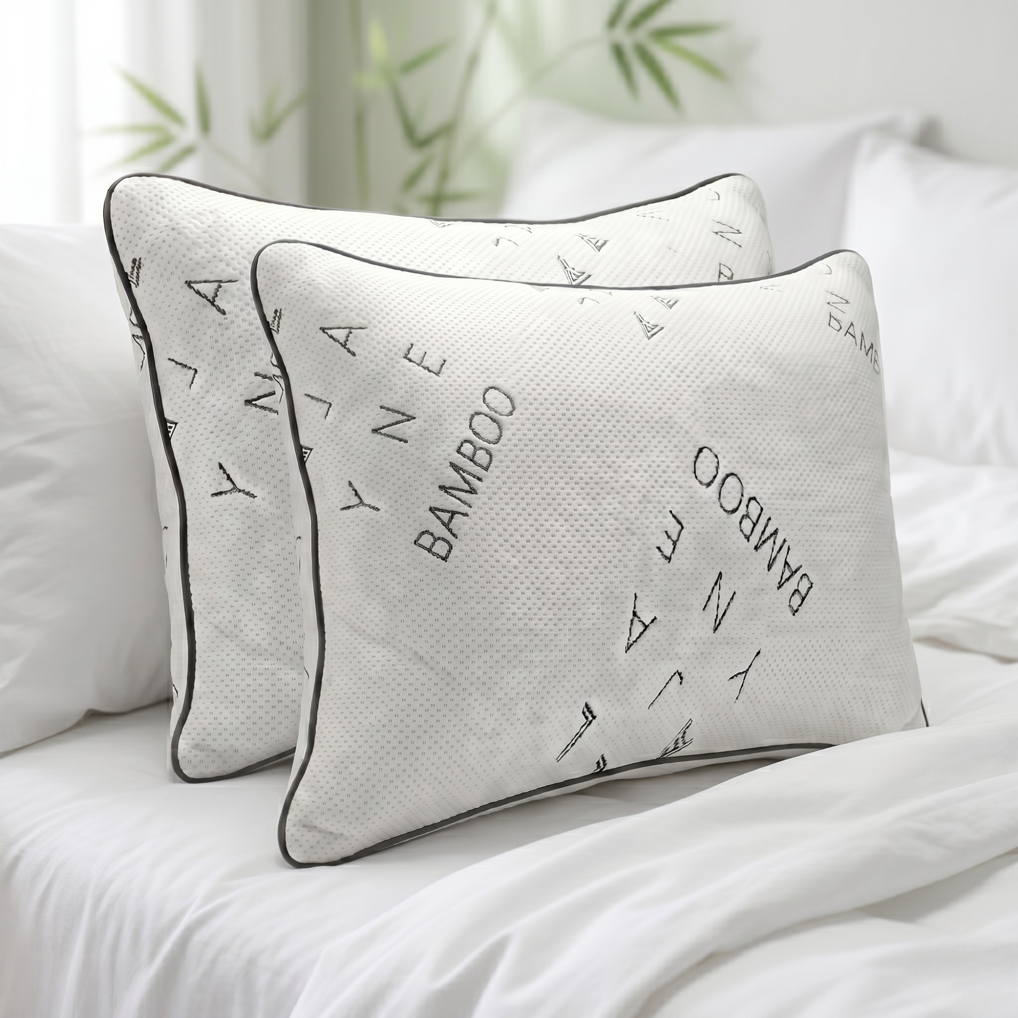 Bamboo-Breeze Breathable Down Alternative Pillow with AeroKnit™ Technology - Set of 2