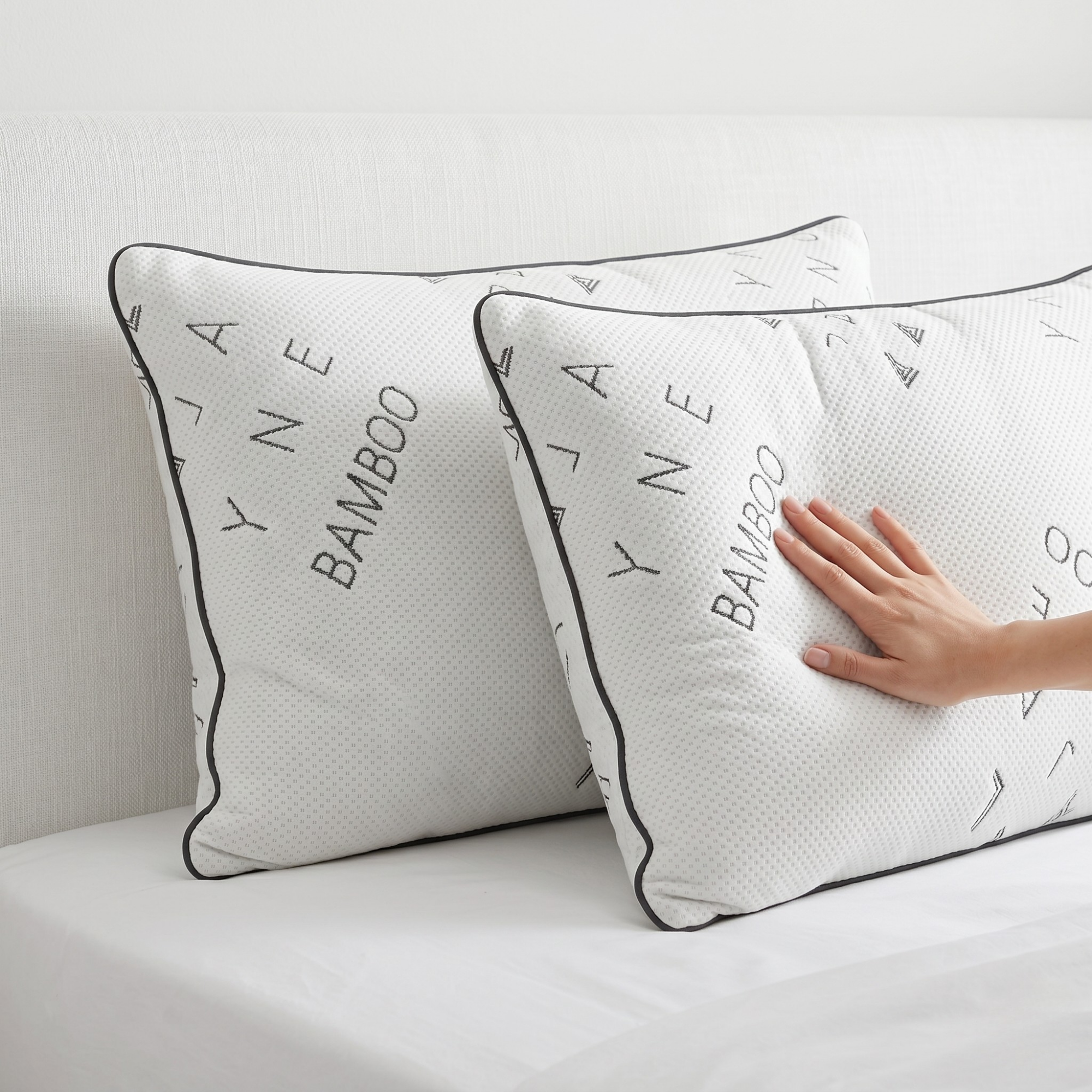 Bamboo-Breeze Breathable Down Alternative Pillow with AeroKnit™ Technology - Set of 2