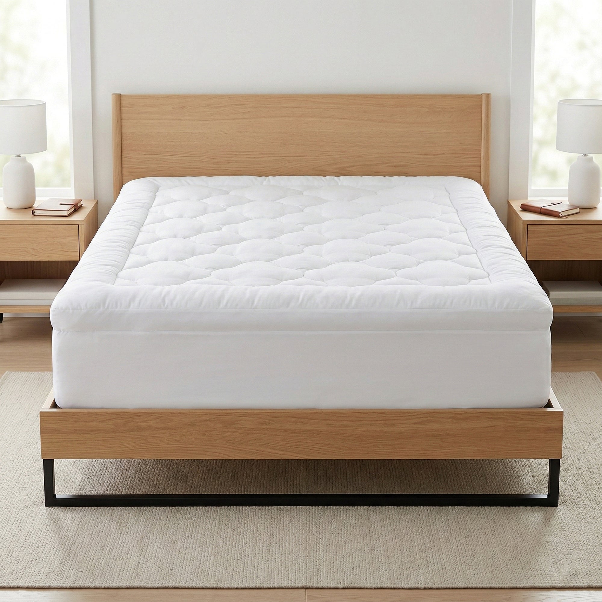 Adaptive Comfort Plush Mattress Topper with 100% Cotton Shell for Breathable Comfort