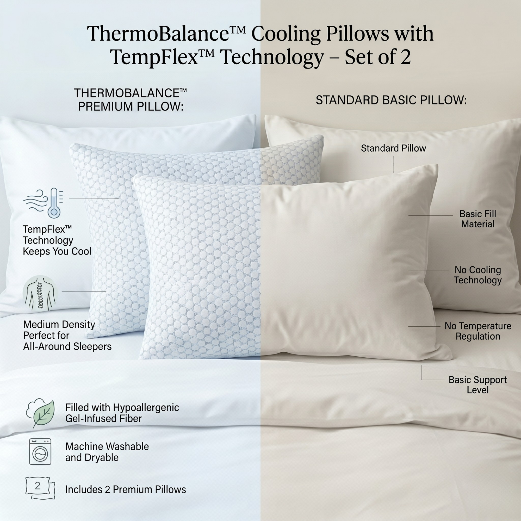ThermoBalance ™ Cooling Pillows with TempFlex ™ Technology – Set of 2