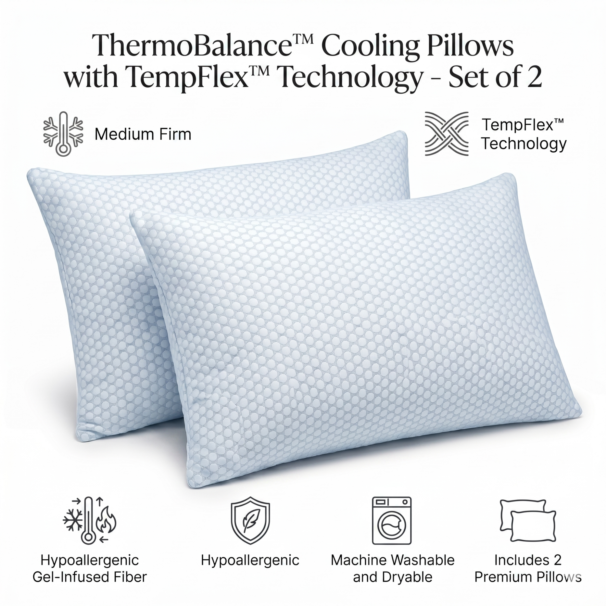 ThermoBalance ™ Cooling Pillows with TempFlex ™ Technology – Set of 2