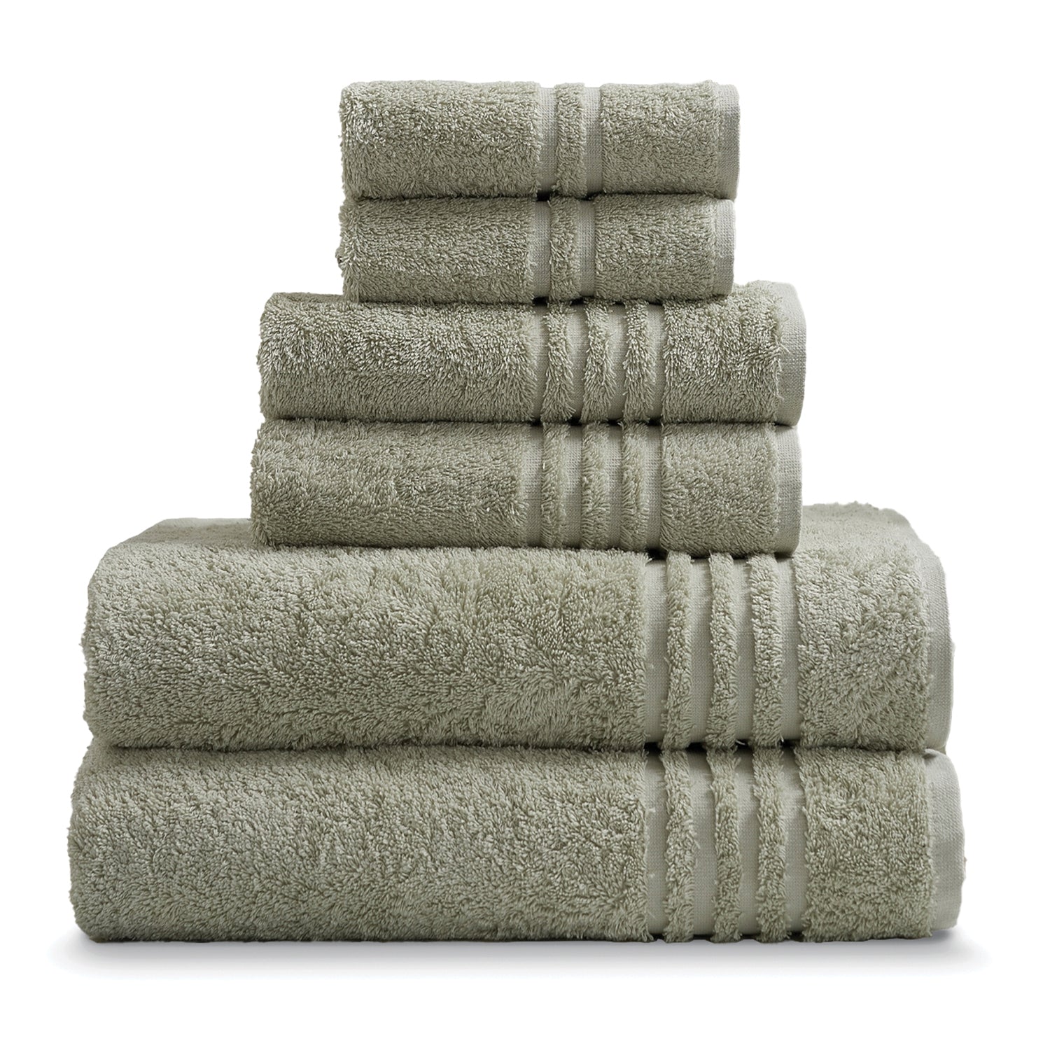 Softee Pastel Textured 6-Piece 100% Cotton Bath Towel Set, Aqua 