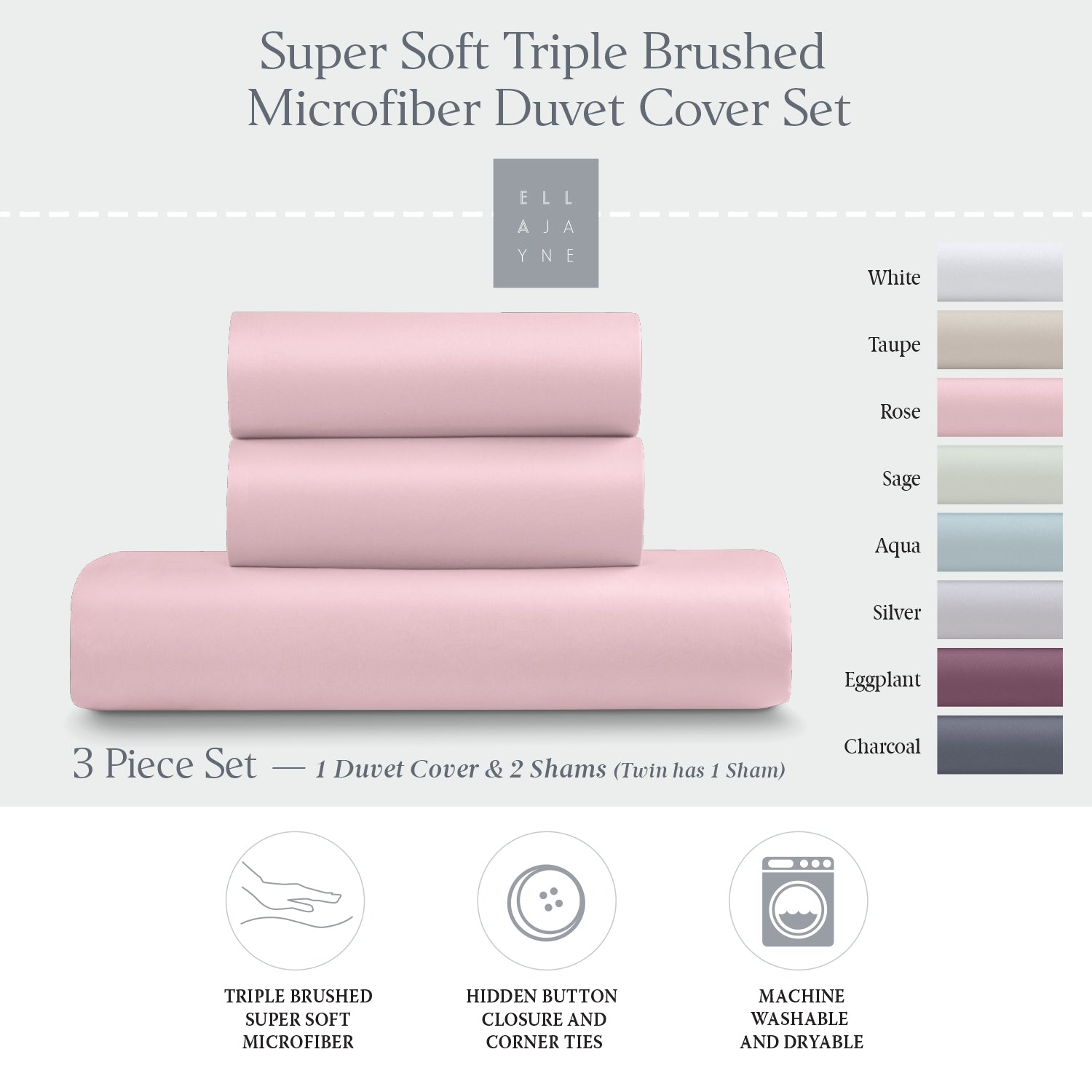 Super Soft Triple Brushed Microfiber Duvet Cover Set