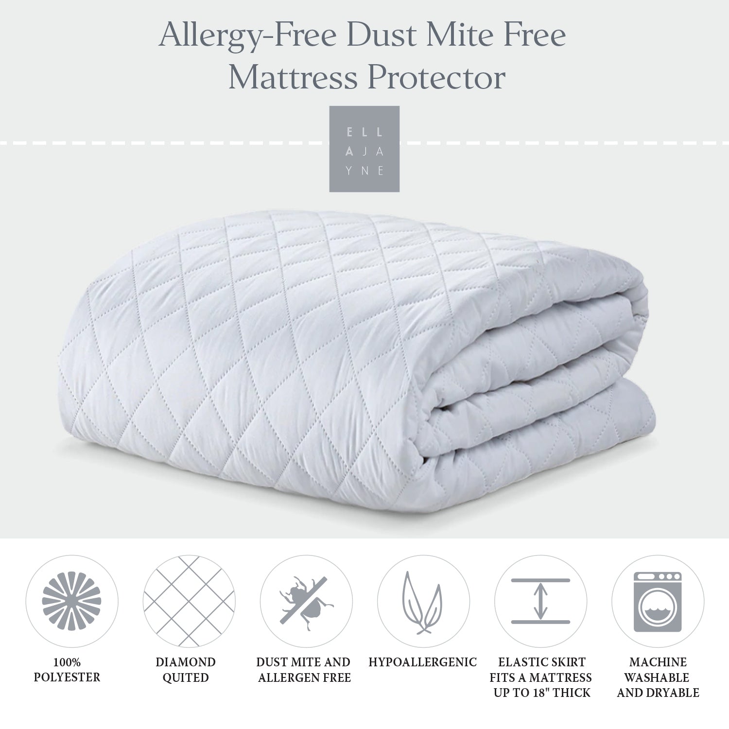 Allergy Free Bundle | Overstuffed Plush Allergy Resistant Gel Filled Side/Back Sleeper Pillow and Allergy-Free Dust Mite Free Mattress Protector