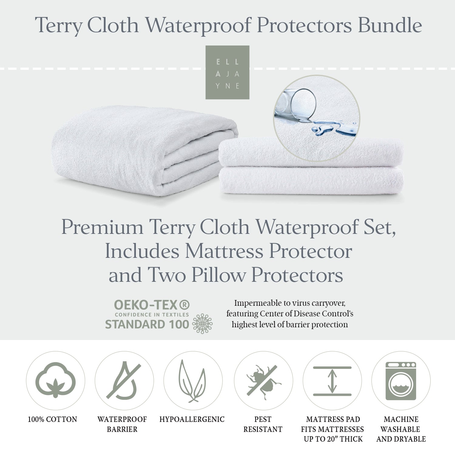 Terry Cloth Waterproof Bundle  Premium Cotton Terry Cloth Waterproof –  Ella Jayne Team