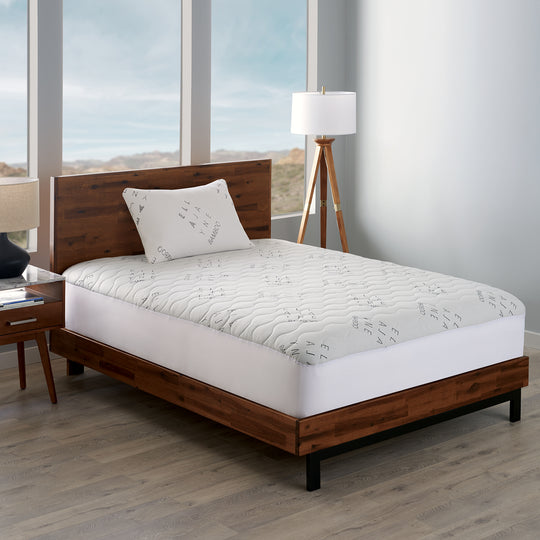 Bamboo Mattress Protector Bundle | Bamboo Mattress Protector & Shredded Memory Foam Pillow, 2pc