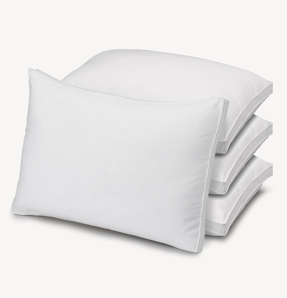 Luxury Plush Allergy Resistant Medium Down Like Fiber Filled Pillow - Set of Four